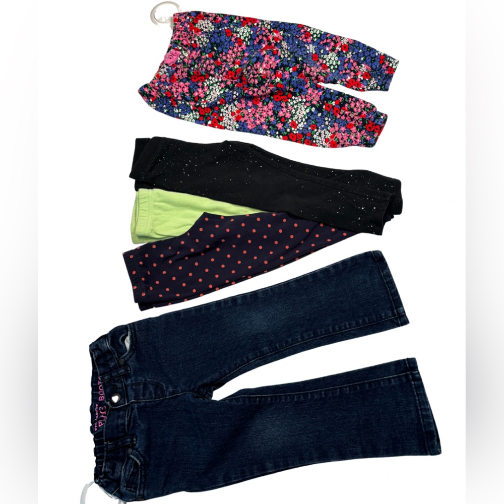 Girls 3T Pants & Leggings Bundle – 5 Pieces